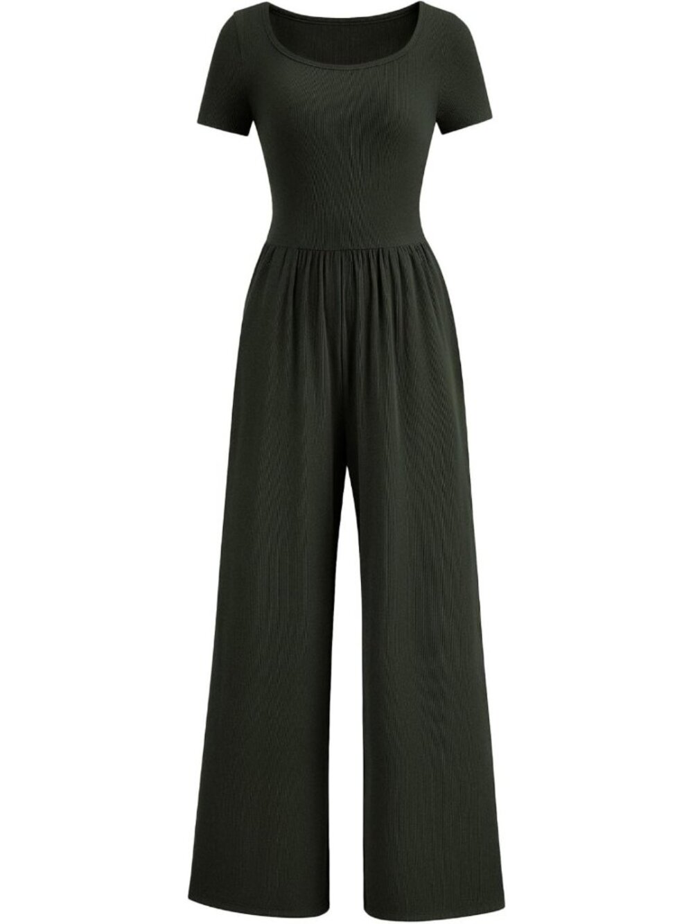 Chic Women's Short Sleeve Wide Leg Jumpsuit - Casual Summer Outfit, Stylish Fit